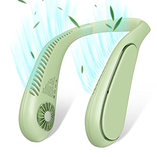 zelaxy Portable Neck Fan, USB personal Hands Free Fan, fashionable sprots fan, Rechargeable Headphone Design Cooling Hanging Neck Fan Neck Air with 3 Wind Speed for Outdoor Indoor (Mint Green)