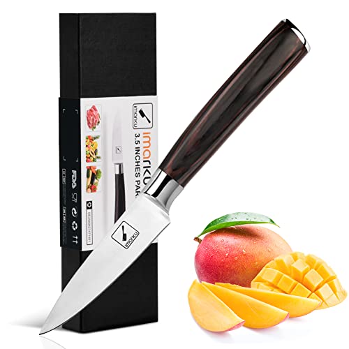 imarku Paring Knife – Paring Knives, 3.5 Inch Small Kitchen Knife – Japanese SUS440A Stainless Steel Fruit Knife, Ergonomic Pakkawood Handle, Ultra Sharp Knife