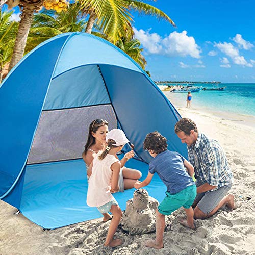 Pop Up 2-3 Person Portable Beach Tent, UPF 50+ Sun Shelter Tent Umbrella Baby Canopy with Carry Bag