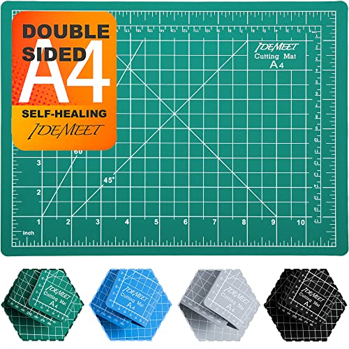 12″ x 9″ Self Healing Sewing Mat, Idemeet Rotary Cutting Mat for Craft, 5-Ply Blade Table Protecter Cut Board for Handcraft Project, A4, Green