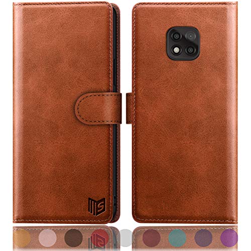 SUANPOT for Moto G Power 2021 with RFID Blocking Leather Wallet case Credit Card Holder,Flip Folio Book Phone case Shockproof Cover for Women Men for Motorola Moto G Power 2021 case Wallet Light Brown