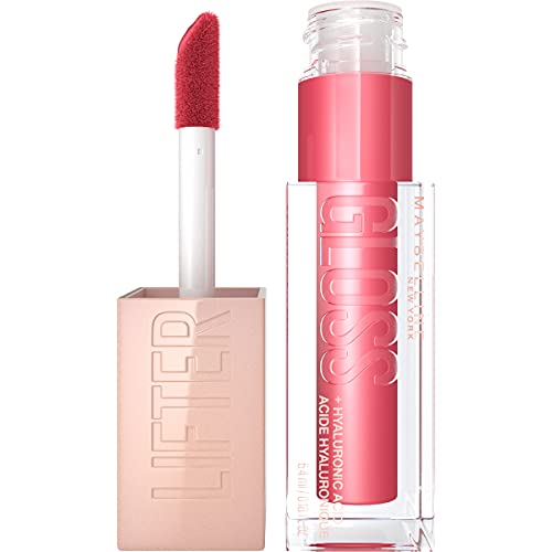 Maybelline Lifter Gloss, Hydrating Lip Gloss with Hyaluronic Acid, High Shine for Fuller Looking Lips, XL Wand, Heat, Raspberry Neutral, 0.18 Ounce