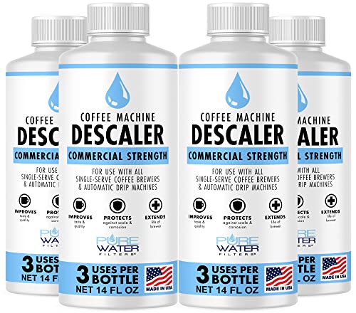 Descaler & Cleaner (12 Uses) – MADE IN USA – Descaling Solution for Keurig Brewers, Nespresso, Delonghi, Breville & All Coffee Makers & Espresso Machines