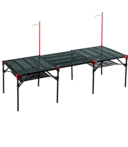 iClimb 2 Extendable Folding Table and 1 Pack Connecting Plates and 2 Lantern Hanger Bundle, Ultralight Compact for Camping Backpacking Beach Concert BBQ Party