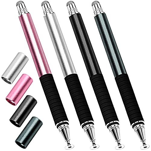 Capacitive Stylus Pen (4 Pack), Universal Stylist Pens [2 in 1 Precision Series] Fine Point Disc Stylus Touch Screen Pens for iPhone/iPad/Android/Tablet and All Capacitive Touch Screens