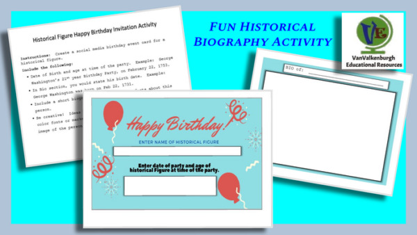 Historical Figure Bio Activity – Create a Birthday Invite and Bio for any Historical Figure