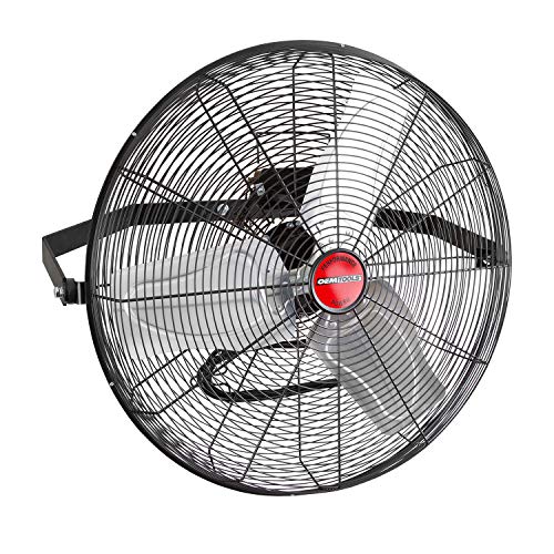 OEMTOOLS OEM24896 24 Inch Heavy Duty Workstation Wall Mount Fan, 7000 CFM Max. Greenhouse Fan, 360 Degree Rotating Outdoor Hanging Fans for Patios