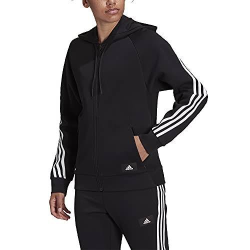 adidas Women’s Sportswear Future Icon 3-Stripes Hooded Tracktop, Black, Large
