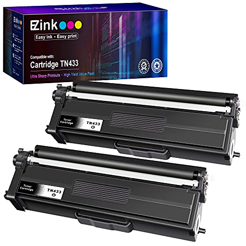 E-Z Ink (TM) Compatible Toner Cartridge Replacement for Brother TN-433 TN433 TN433bk TN431 compatible with HL-L8260CDW HL-L8360CDW MFC-L8610CDW MFC-L8900CDW (2 Pack, Black)