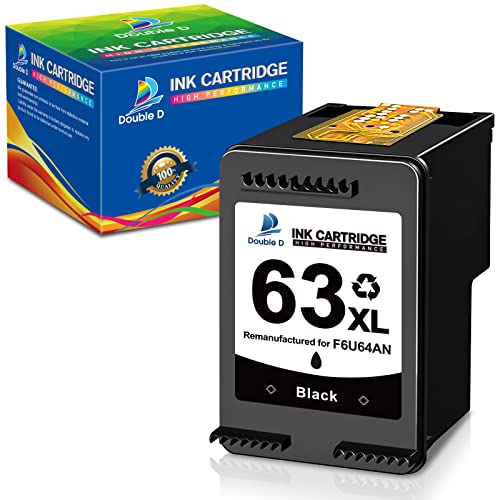 DOUBLE D 63XL Black Ink Cartridge Remanufactured Replacement for HP 63 XL 63XL for Envy 4520 4512 OfficeJet 3830 4650 5255 5258 4650 Deskjet 1112 1110 3634 3639 3632 Printer (1 Black)