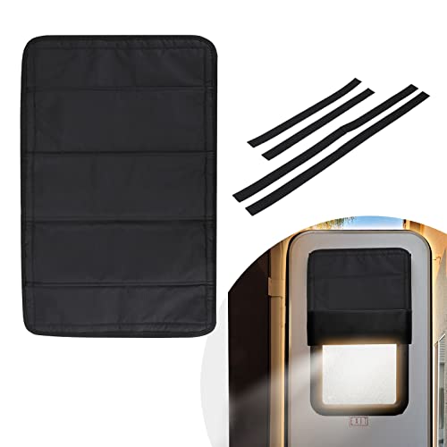 BougeRV RV Door Shade Cover, Foldable RV Sun Shade Windshield Blackout Shower Curtains Coverage RV Accessories Fits for Most RV Interior Door Window Oxford Materials Black (25″ X 16″)
