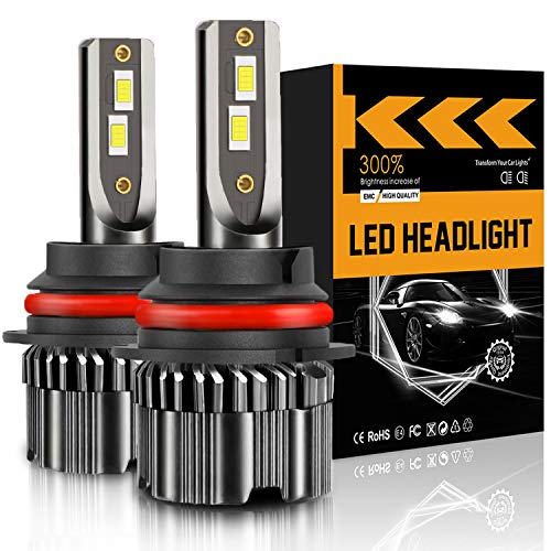 LRTER 9007/HB5 LED Headlight Bulbs 12000 Lumens Super Bright 60W 6000K White High Beam/Low Beam LED Headlights Conversion Kit with Fan, Pack of 2