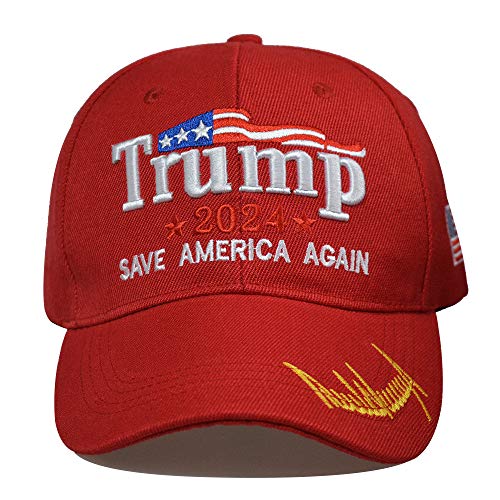 Idealforce Trump Hat 2024 MAGA Adjustable Trump Hat Baseball Cap (Red-Save)
