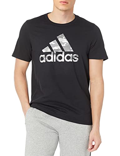 adidas Men’s Camo Badge of Sport Graphic Tee, Black, X-Large