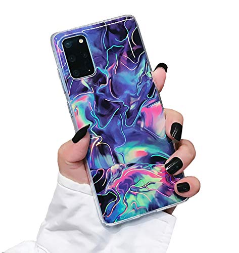 NC Sunswim for Galaxy A71 5G Case Protective Cover Marble Phone Case for Women Girls Sparkle Glitter Slim Fit Shockproof Soft Silicone Rubber TPU Bumper Case for Samsung Galaxy A71 5G Case-Blue