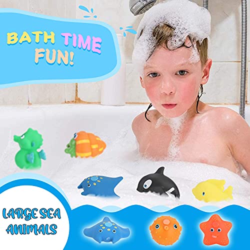 Magnetic Toddler Bath Toys | Kids Fishing Pool Game Set of 2 Fishing Poles, 8 Rubber Sea Animals, & Net | Water Toys with Mesh Organizer Bag | The Storepaperoomates Retail Market - Fast Affordable Shopping