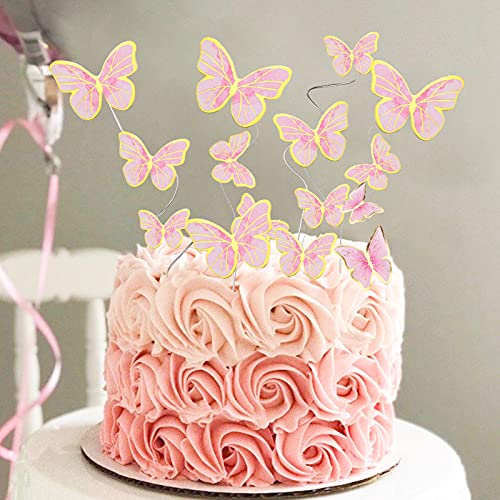 66 Pcs Butterfly Cupcake Toppers Birthday Party Decor,Pink Gold Cake Topper Picks Decor for Girls Women Wedding Birthday Party Baby Sho | The Storepaperoomates Retail Market - Fast Affordable Shopping