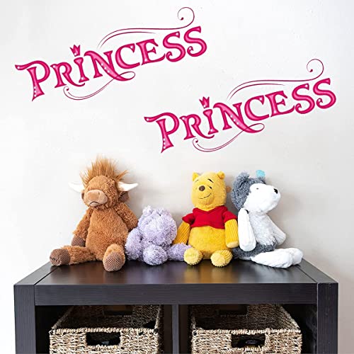 MEFOSS 2 PCS Pink Princess Wall Stickers Princess Sign for Door Girls Room Décor 15″×5″ Removable Peel and Stick Vinyl Stickers for Girls Bedroom Baby Crib Nursery Room Home Decorations