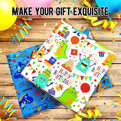 Birthday Wrapping Paper for Boys-Dinosaur Wrapping Paper Kids-Boy Birthday Wrapping Paper Dinosaur Sheets-10 Pack Gift Wrapping Paper Birthday for Boys,Toddlers,Girls,Children,Holiday,Baby Shower-Happy Birthday Wrapping Paper for Boys Gift Wrap Paper | The Storepaperoomates Retail Market - Fast Affordable Shopping