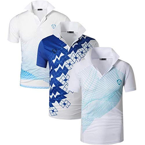 jeansian Men’s 3 Packs Sport Quick Dry Polo T-Shirt LSL195_224_244 White XXL