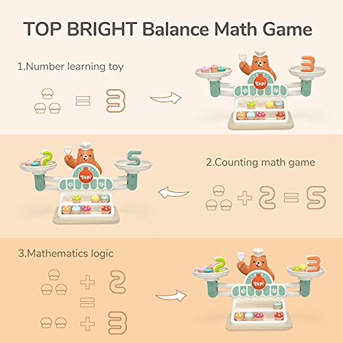 TOP BRIGHT Balance Math Game for Kids – STEM Toys for 3 Year Old Girls Boys Gift, Balance Counting Toys Educational Kindergarten Preschool Learning Toys for Age 3 4 5 | The Storepaperoomates Retail Market - Fast Affordable Shopping