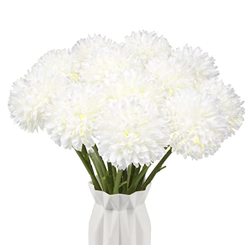 12 Pcs Artificial Flowers Chrysanthemum Ball Flowers Bouquet for Home Garden Party Wedding DecorationChristmas Party Baby Shower Decor Thanksgiving Gift Fake Flowers Silk Artificial Hydrangea
