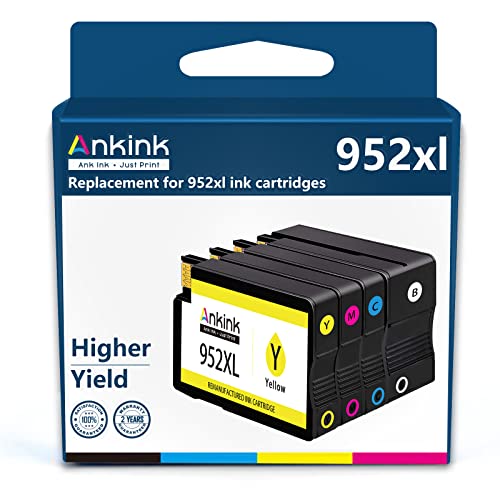 Ankink Remanufactured 952XL Ink Cartridges Combo Pack Black Color for HP 952 XL HP952XL HP952 for OfficeJet Pro 7740 8710 8720 8210 8715 8740 8702 8730 7720 Printer (Black Cyan Magenta Yellow 4-Pack)