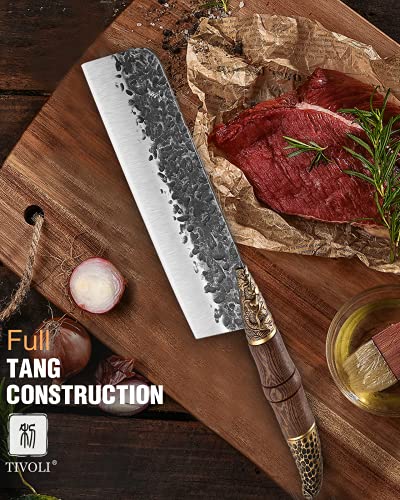 TIVOLI Professional Chef Knife Japanese Nakiri knife Hand Forged Knife Vegetable Cleaver Full Tang Butcher Knife Vegetables Cutting for Kitchen Outdoor Cooking knifes Thanksgiving Christmas Gift | The Storepaperoomates Retail Market - Fast Affordable Shopping