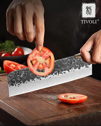 TIVOLI Professional Chef Knife Japanese Nakiri knife Hand Forged Knife Vegetable Cleaver Full Tang Butcher Knife Vegetables Cutting for Kitchen Outdoor Cooking knifes Thanksgiving Christmas Gift | The Storepaperoomates Retail Market - Fast Affordable Shopping