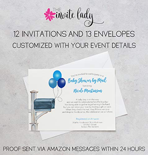 Baby Shower by Mail Invitations Customized Virtual Shower Invites It’s a Boy Boys Facebook Zoom Facetime Skype Virtual Long Distance Party Mailbox Balloons Drive By Parade Cards (12 Count) | The Storepaperoomates Retail Market - Fast Affordable Shopping