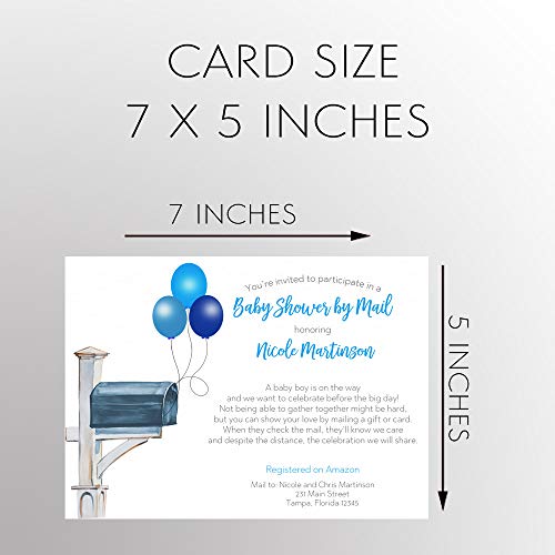 Baby Shower by Mail Invitations Customized Virtual Shower Invites It’s a Boy Boys Facebook Zoom Facetime Skype Virtual Long Distance Party Mailbox Balloons Drive By Parade Cards (12 Count) | The Storepaperoomates Retail Market - Fast Affordable Shopping