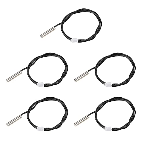 uxcell 5pcs 50K Temperature Sensor Probe, Stainless Steel NTC Thermal Sensor Probe 50cm Digital Thermometer Extension Cable