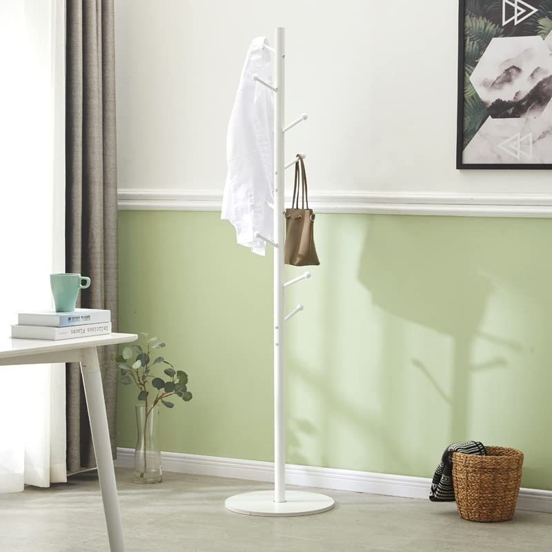 Iron coat racks freestanding,Standing hat rack stand,Eight hooks,Can hang coats, Hats,Umbrellas，Clothes, Scarves ,for Home and Office (White) | The Storepaperoomates Retail Market - Fast Affordable Shopping