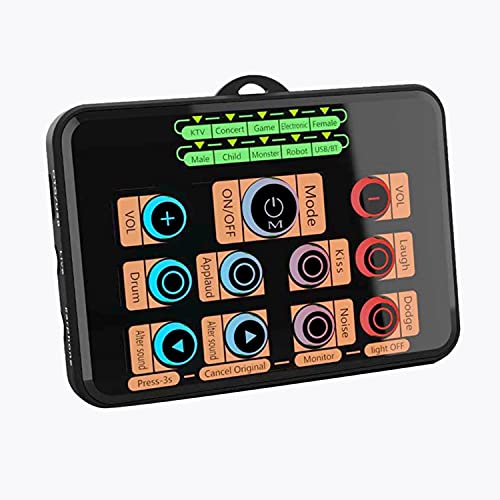 Voice Changer,Hosabely Compact Sound Card for PS4/PC/Xbox/Switch/Phone/Pad,Sound Effects Machine Mixer Board for Skype Youtuber Karaoke Gaming Recording Live Streaming with Microphone/Green LED Light