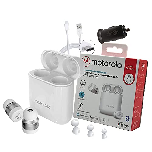 Motorola Verve Buds 120 True Earbuds Wireless Headphones, Waterproof IPX6 Bluetooth 5.0 Touch Control On Both Buds, Compatible with Alexa, Google, Siri – Retail Packing