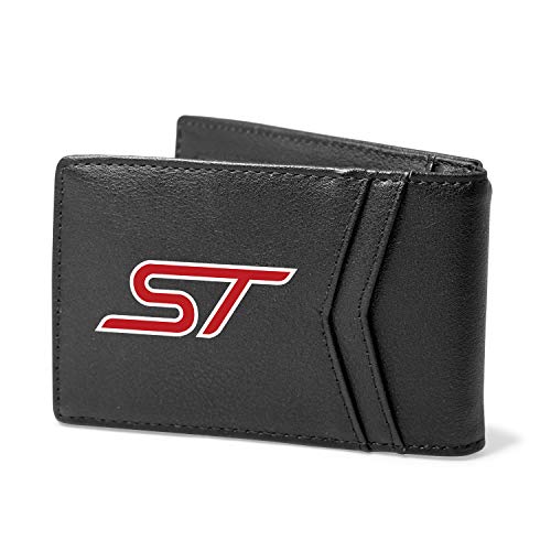 iPick Image, Compatible with – Ford Focus ST Black PU Leather Slim RFID Resistant Bi-fold Men Wallet