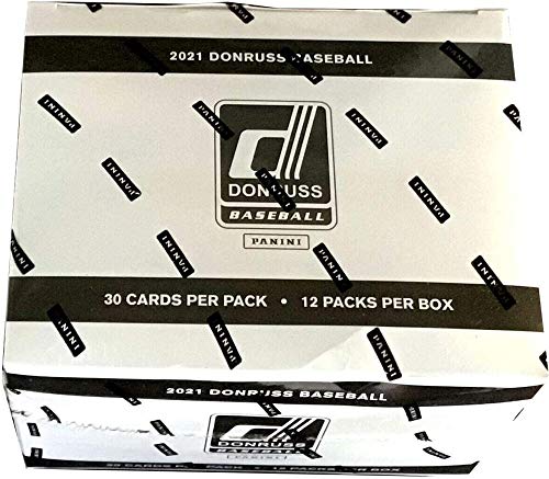 2021 Panini Donruss Cello Fat Pack Box (12 Packs of 30 Cards) – Each pack has 3 Holo Red Parallels and 1 Vector Insert – Chance to pull memorabilia and autograph cards. Look for the top rookies of the 2021 baseball season – Ke’Bryan Hayes, Jo Adell, Casey
