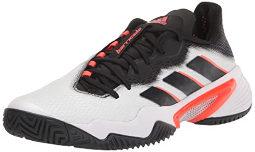 adidas Men’s Barricade Tennis Shoe, White/Core Black/Solar Red, 11
