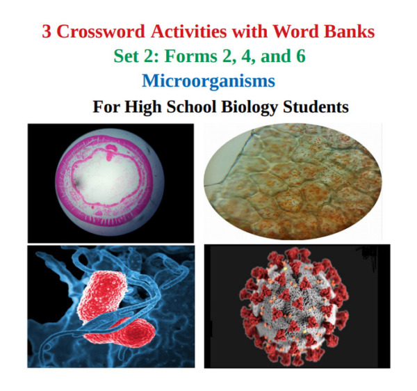 Microorganisms: Three Crosswords with Word Bank Activities in Biology – Set 2
