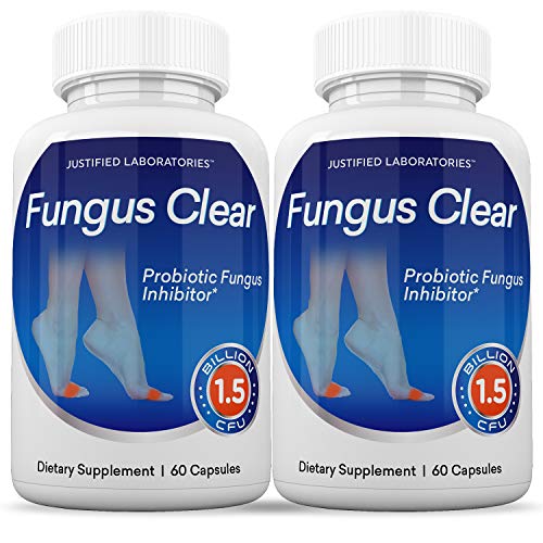 Justified Laboratories (2 Pack) Fungus Clear Pills 1.5 Billion CFU Probiotic Supports Strong Healthy Natural Clear Nails Plus Eliminates Fungus 120 Capsules