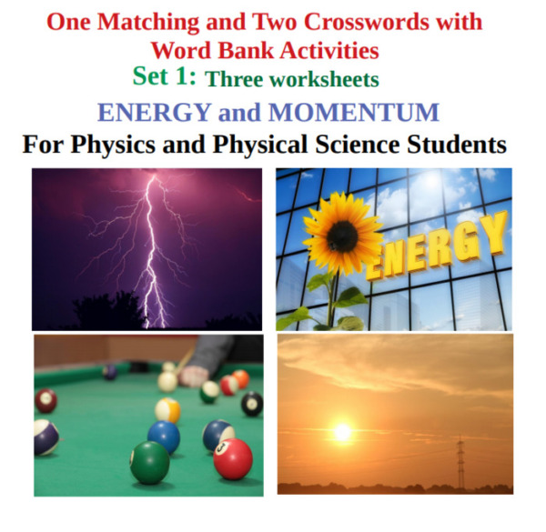 Energy and Momentum: Three Physics Worksheets – Set 1