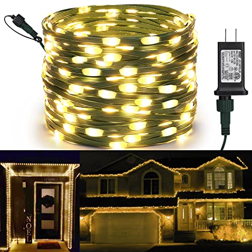 Joomer Ribbon Christmas Lights, 66ft 200 LED String Lights 8 Modes Timer Plugin Indoor Outdoor Fairy Twinkle Lights for Home,Garden,Trees, ChristmasDecorations(Warm White)