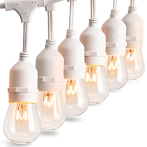addlon 96 FT (2x48FT) Outdoor String Lights Commercial Grade Strand 36 Edison Vintage Bulbs 30 Hanging Sockets, UL Listed Heavy-Duty Decorative Café Patio Lights for Garden, White