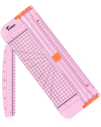 Firbon A4 Paper Cutter 12 Inch Titanium Straight Paper Trimmer with Side Ruler for Scrapbooking Craft, Paper, Coupon, Label, Cardstock(Pink)