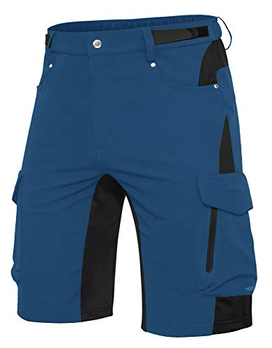 Hiauspor Men’s Hiking Cargo Shorts Lightweight Quick Dry Stretch MTB Shorts for Golf Fishing Tactical Outdoor Casual Shorts (Pure-Indigo, Medium)