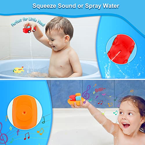 Toddler Bath Toys Bathtub Toy – Kids Floating Water Spray Toy Fun Bathtime with Boat, Plice Car,Fire Truck and Plane Plastic Toy for Baby Boys and Girls | The Storepaperoomates Retail Market - Fast Affordable Shopping