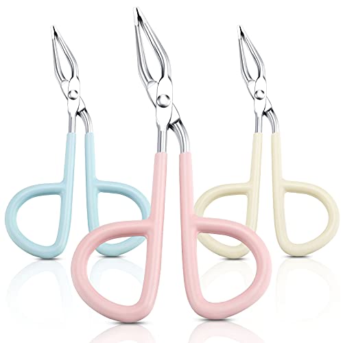 3 Pieces Eyebrow Scissor Handle Tweezers Stainless Steel Scissors Handle Tweezers Scissors Shaped Eyebrow Straight Tip Tweezers Clip Multipurpose Face Makeup Face Care Tools for Trimming and Shaping
