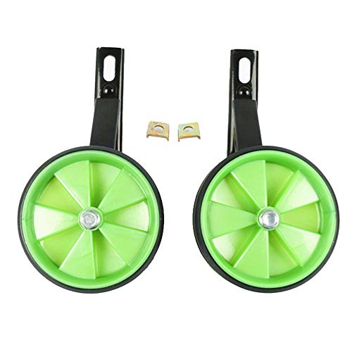FUFU Children’s Bicycle Training Wheel PU Stabilizer, Can Ensure Riding Balance, Suitable for 12-20 Inch Bicycle (Color : Green, Size : 14in)