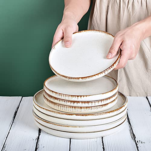 Bosmarlin Ceramic 10.5 Inch Dinner Plates Set of 4, Stoneware Plate for Salad, Pasta, Dessert, Microwave and Dishwasher Safe (Beige, 10.5 in) | The Storepaperoomates Retail Market - Fast Affordable Shopping