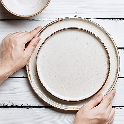 Bosmarlin Ceramic 10.5 Inch Dinner Plates Set of 4, Stoneware Plate for Salad, Pasta, Dessert, Microwave and Dishwasher Safe (Beige, 10.5 in) | The Storepaperoomates Retail Market - Fast Affordable Shopping